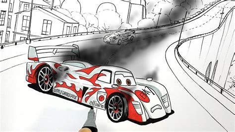 How-to-draw CARS 2 Shu Todoroki Crash in Italy . Drawing and Coloring ...