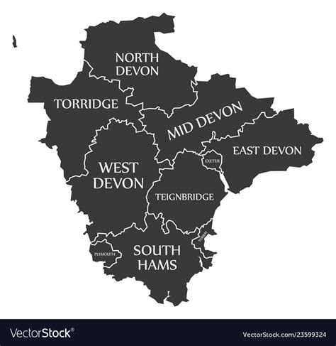 Devon county england uk black map with white Vector Image