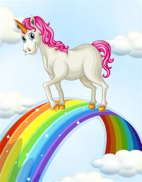 A Unicorn on the Rainbow 420217 Vector Art at Vecteezy