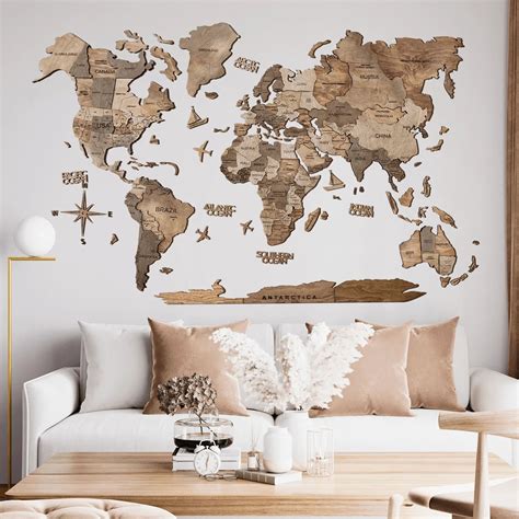 Buy 3D Wooden World Map (Terra) | Wood Wall Art – Enjoy The Wood UAE