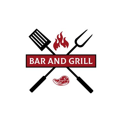 Bar And Grill Restaurant Logo Design Grill And Bar With Fire Meat Grill ...