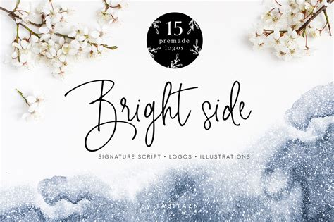 Bright side signature script font logos (94510) | Script | Font Bundles