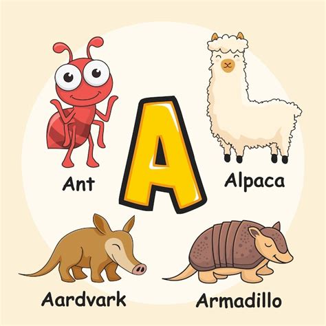 Premium Vector | Cute animals alphabet letter a