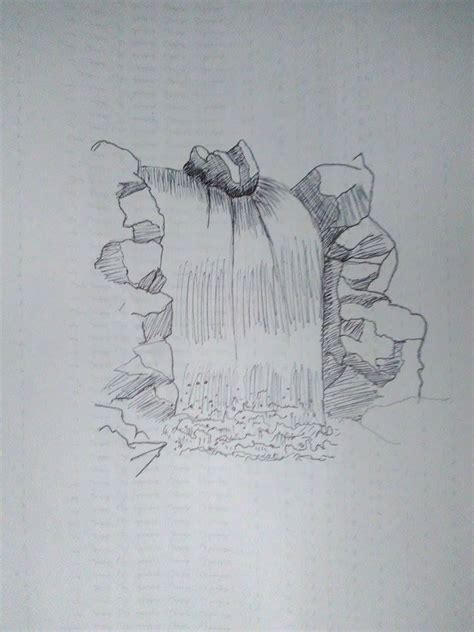 Waterfall Pencil Sketch - How To Draw A Realistic Waterfall With Pencil ...