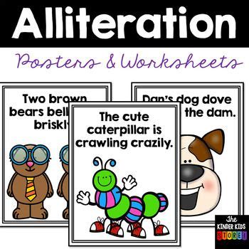 Alliteration Poster Sentences and Worksheets | Alliteration, Sentences ...