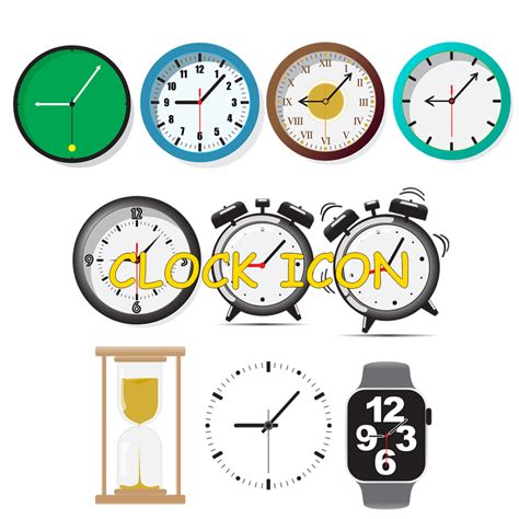 Set Color Time, Clock, Alarm Icons - MasterBundles