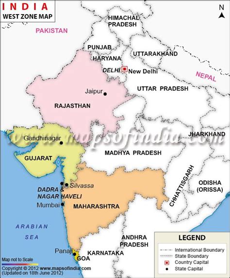 West India Map, West Zone Map of India