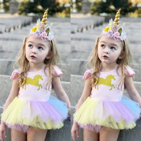 Newborn Baby Girls Unicorn Lace Tutu Romper Fancy Dress Outfits Kids ...