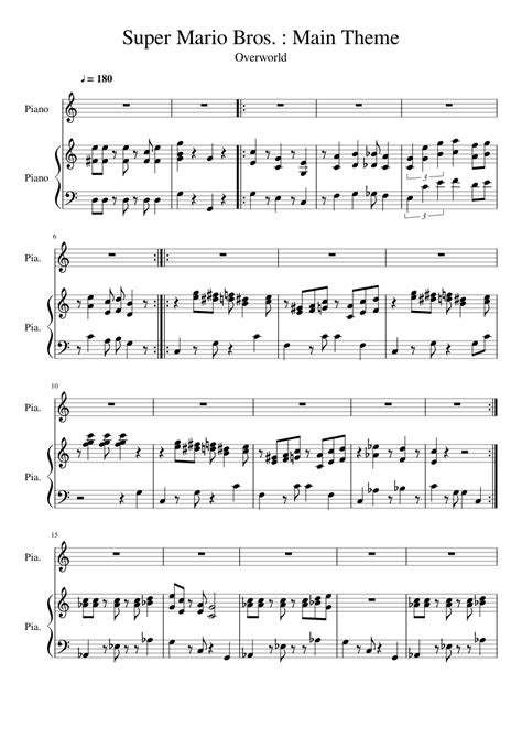 Super Mario Bros. : Main Theme sheet music – 1 of 3 pages | Super mario ...