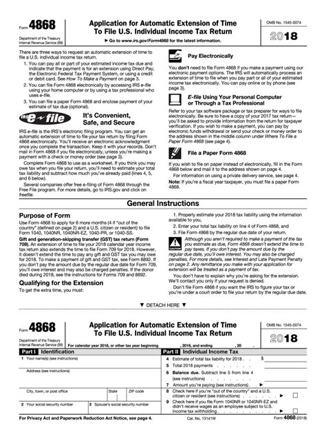 2018 Form IRS 4868 Fill Online, Printable, Fillable, Blank - pdfFiller