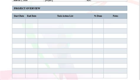 Project Log Template - Word Templates for Free Download