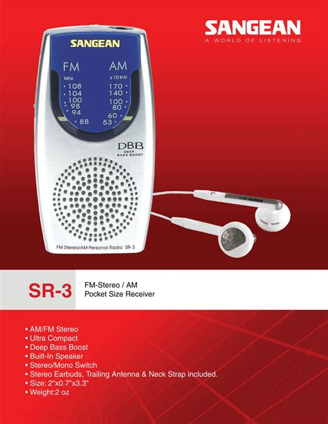 SANGEAN SR-3 BROCHURE Pdf Download | ManualsLib