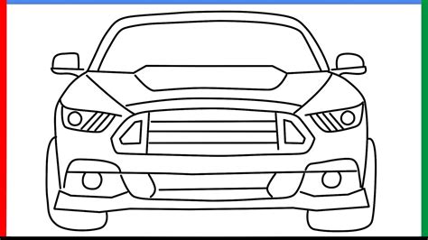 How to draw draw Ford mustang rtr Car from front step by step for ...