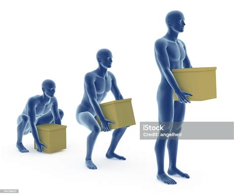 Ergonomics Proper Posture To Lifting Objects From The Floor Stock Photo ...