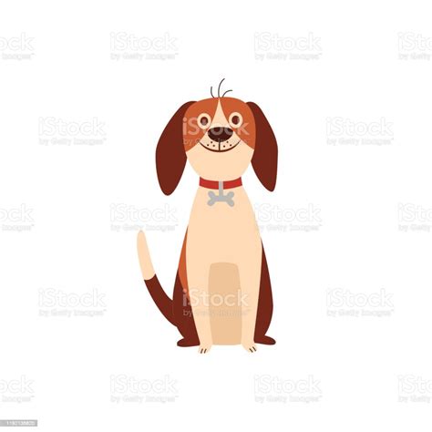 Cute Beagle Dog Or Puppy Sitting Humor Flat Cartoon Vector Illustration ...