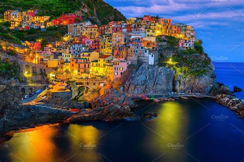 Manarola village and harbor at night by Alpine Dreams on ...