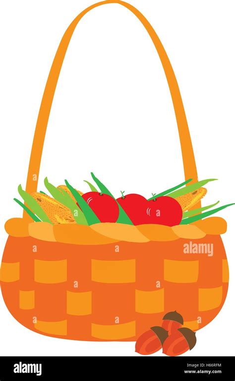 Isolated basket with food, Thanksgiving day vector illustration Stock ...