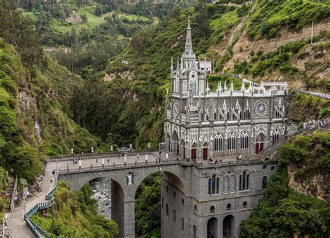 Las Lajas Sanctuary, elevated view, Narino Departmant, Colombia, South ...