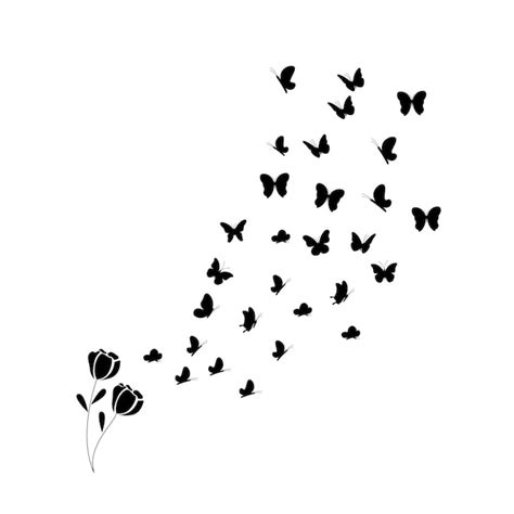 Premium Vector | Butterfly Silhouette Flying around flower