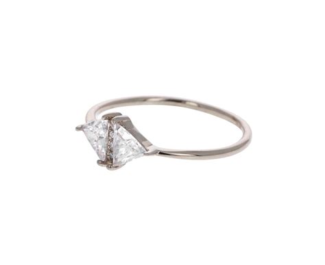 White Gold Vintage Diamond Triangle Ring