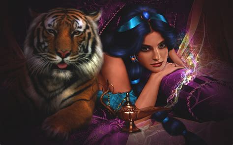 Jasmine and Rajah - Aladdin Wallpaper (36705174) - Fanpop