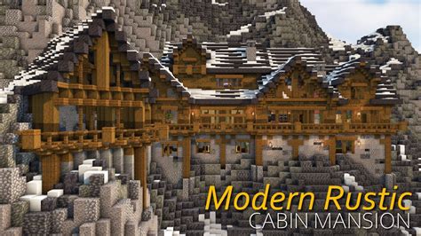 Mountainside Mansion | Modern Rustic Log Cabin | Minecraft Timelapse ...