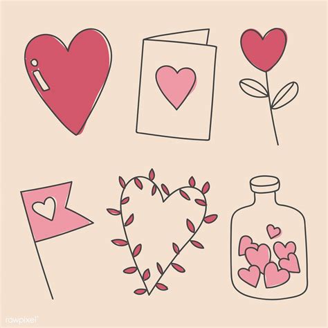 Hand drawn love and valentine's day doodle vector collection | premium ...