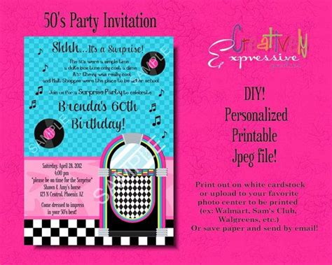 1950's Birthday Party Invitation Fifties 50's sock | Etsy | Birthday ...