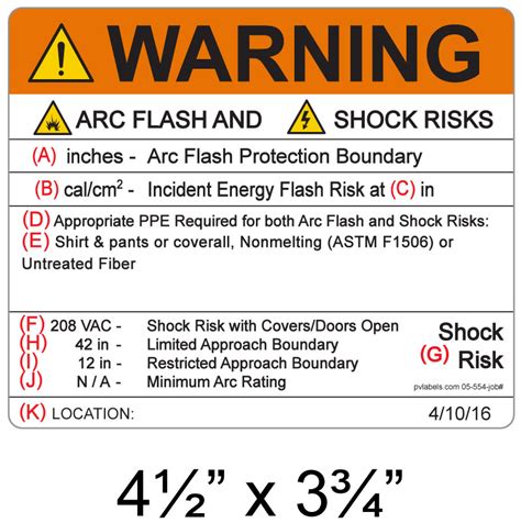 Warning Arc Flash Hazard Label