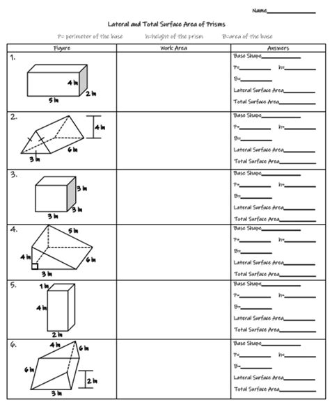 Surface Area Of A Rectangular Prism Worksheet