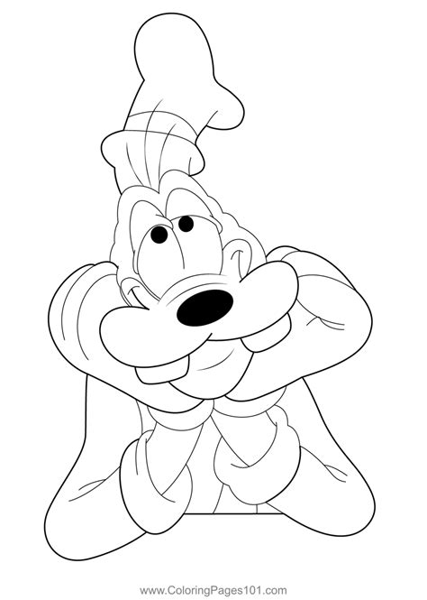 Thinking Goofy Coloring Page for Kids - Free Goofy Printable Coloring ...