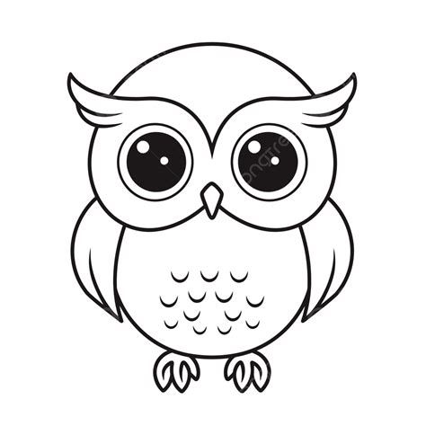 Black And White Coloring Of An Owl With Big Eyes Outline Sketch Drawing ...