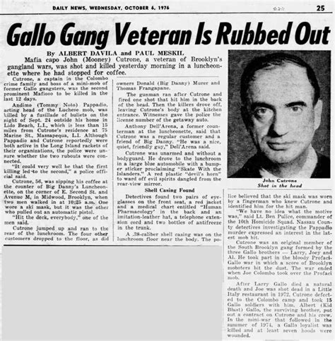 1973 - Colombo Family Member / FBI Informant Greg Scarpa predicts that ...