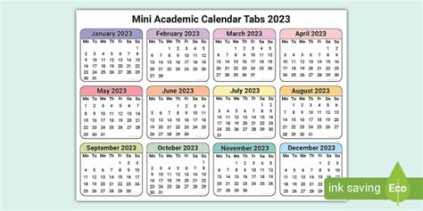 2023 Mini Academic Calendar (teacher made) - Twinkl