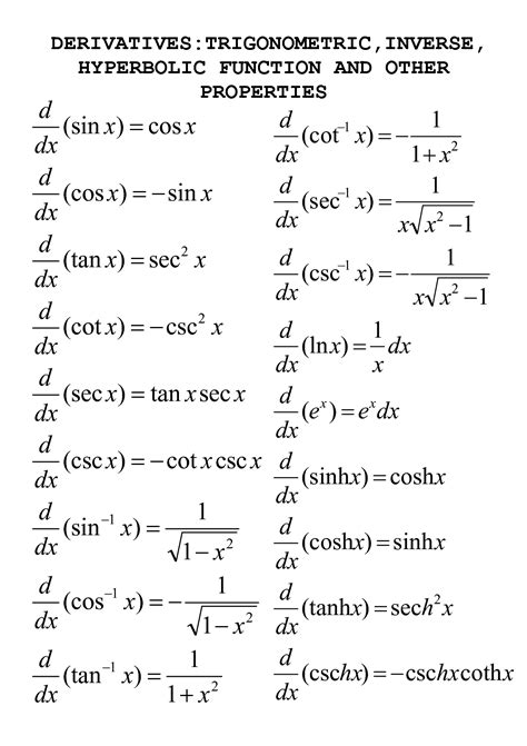 Integral Calculus Formulas