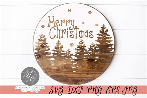 Merry Christmas Round Sign SVG Template (362261) | Cut Files | Design ...