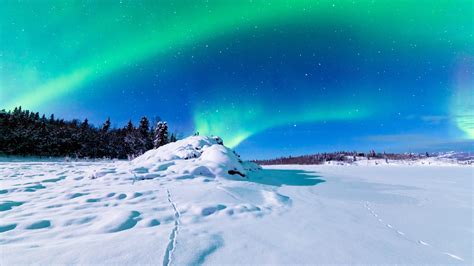 Snow Covered Field In Aurora Borealis HD Wallpapers | HD Wallpapers ...