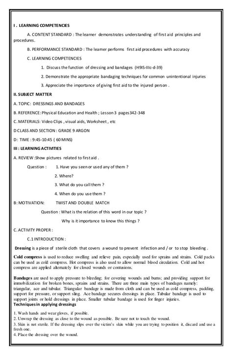 Detailed Lesson Plan for MAPEH 9 (RPMS )