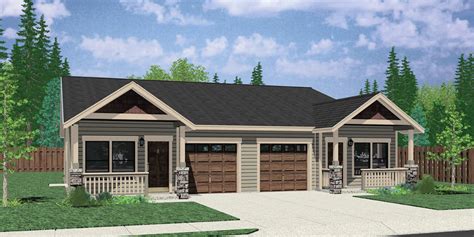 House Plans For Duplexes With Garage - House Plans