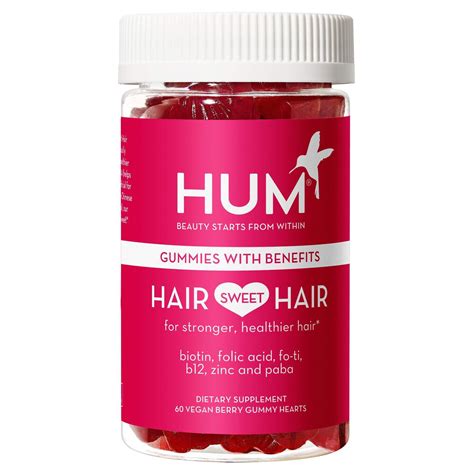 HUM Hair Sweet Hair Gummies - Hair Growth Vitamins with 5000mcg Vegan ...