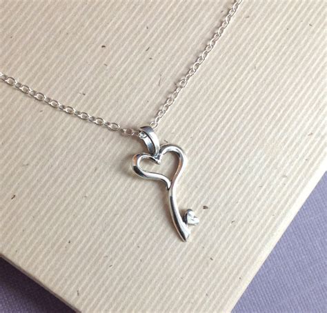 Key heart charm key charm necklace sterling silver key