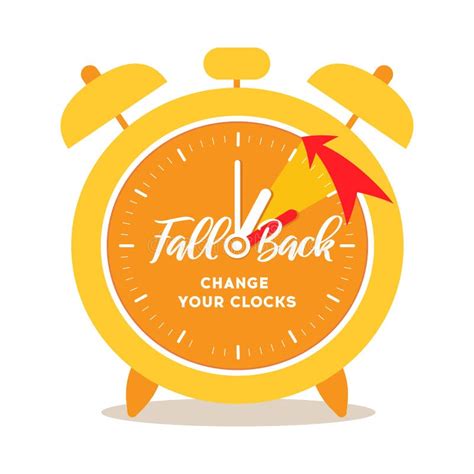 Fall Back Time Banner. Big Orange Alarm Clock with Example of Changing ...