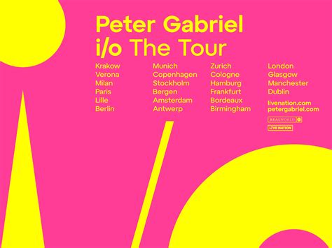 i/o The Tour announced - PeterGabriel.com