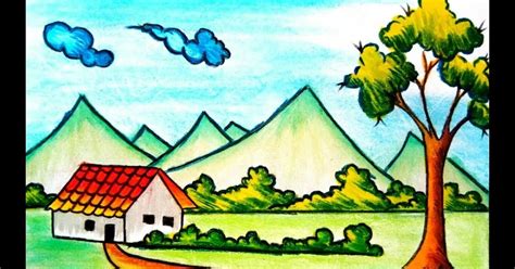 Drawing Picture Of Village Scenery ~ Drawing Tutorial Easy