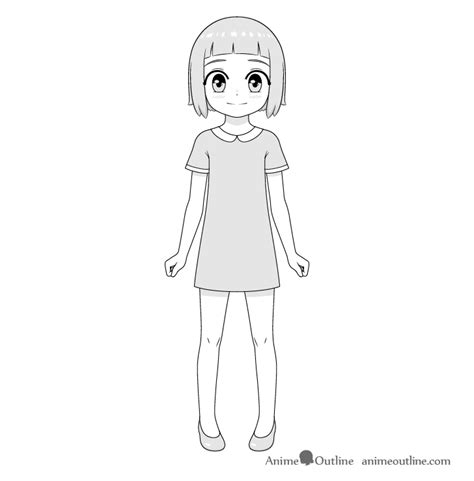 How to Draw an Anime Little Girl (Entire Body) - AnimeOutline