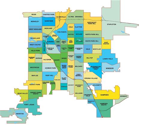 Denver Registered Neighborhood Organization map | Denver neighborhoods ...