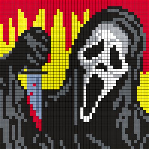 Ghostface from Scream (50 X 50 Square Grid Pattern) | Pixel art grid ...