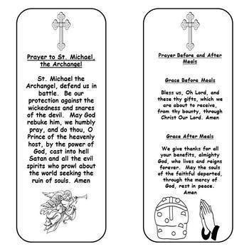 Catholic Prayer Bookmarks 2 by Ginger Nuts About Teaching | TpT