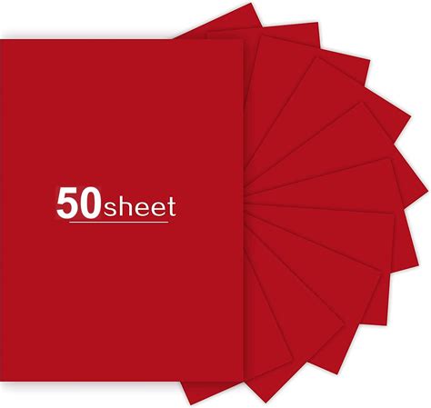 Amazon.com : 50 Sheets Red Cardstock 8.5 x 11, 250gsm Thick Red ...