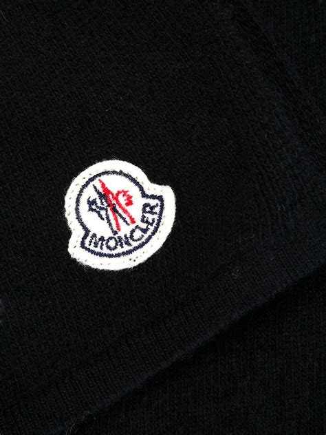 Moncler Logo Patch Scarf in Black | Lyst